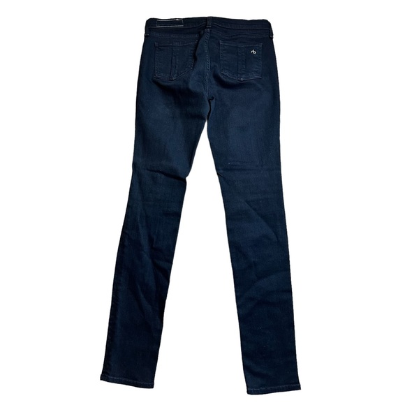 RAG & BONE Women’s Mid Rise Skinny Jean in Coal Block Black with Paint Stripes - Picture 3 of 8